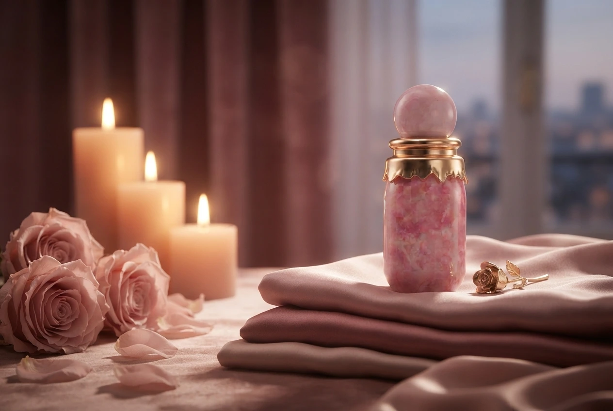 Marshmallow Blush v elegantní atmosféře růží a saténu